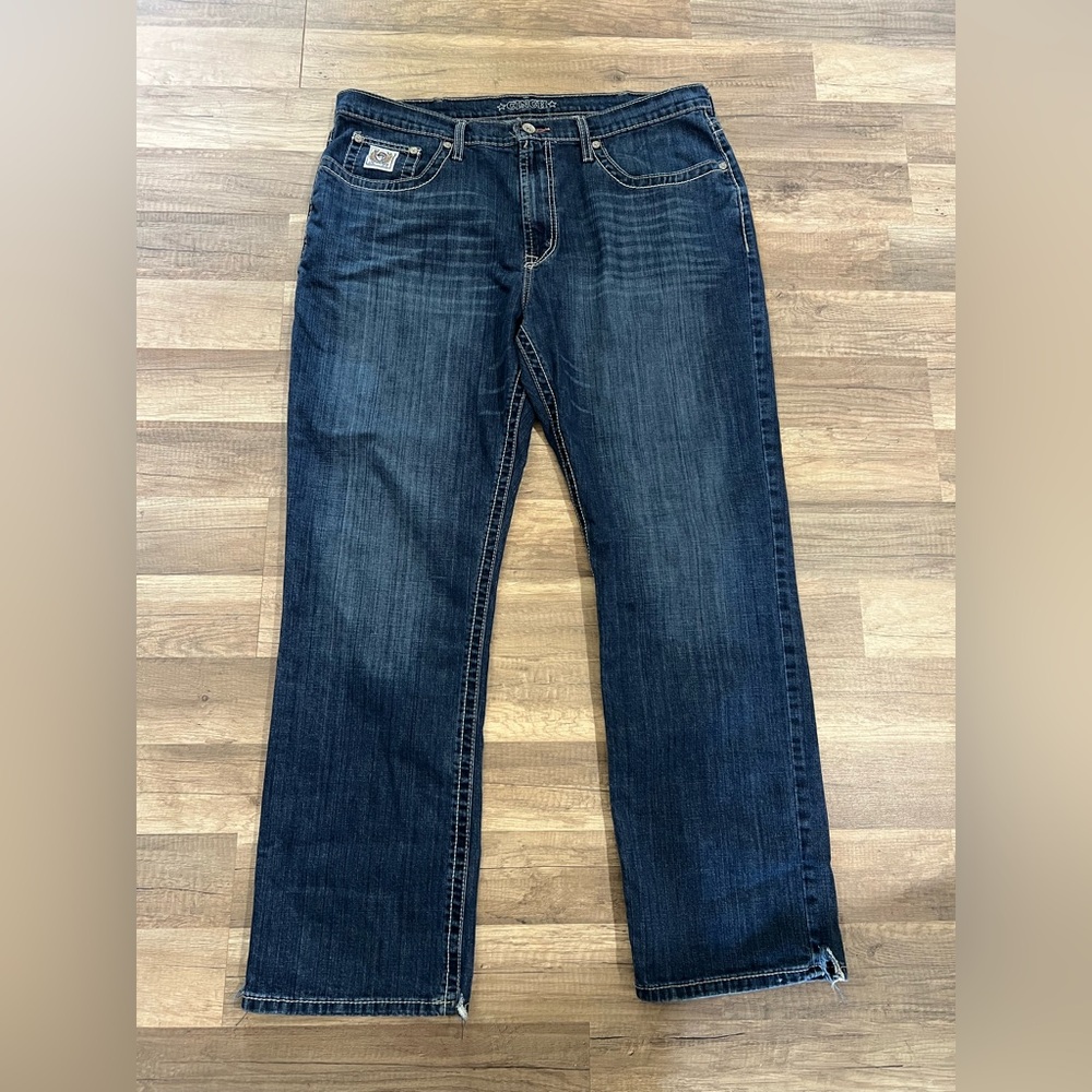 Cinch Men’s Western Dark Wash White Stitch Sturdy Western Bootcut Jeans 40 X 32